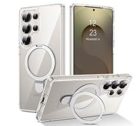 DUEDUE Magnetic for Samsung Galaxy S25 Ultra Case with Stand [Compatible with MagSafe] Invisible Ring Holder, Slim Transparent Back Shockproof Phone Case for Samsung S25 Ultra 6.9", Clear