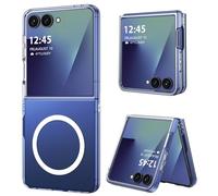 DUEDUE Magnetic for Samsung Galaxy Z Flip 7 Case [Compatible with Magsafe][14FT Military Grade Drop Protection] Slim Transparent Shockproof Phone Case for Samsung Z Flip 7 6.9" 2025, Clear