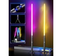 Duel Lightsaber Set with 2 Display Stands - 2-in-1 Realistic LED Sword with 20 Colours, 4 Sound Modes & USB-C Charging Function - For Kids & Adults