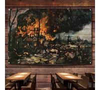 Duel to the Death on Saipan Tapestry Wall Art Flag World War II Military Historical Posters and Prints Banner Wall Chart Canvas Painting Room, Office, Home Decoration,38X57 inches