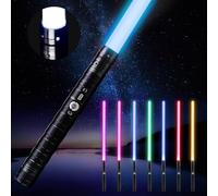 Dueling Metal Hilt 7 Colors Changeable FX Lightsaber, 3 Sound Fonts Black Series Light for Real Heavy Dueling for Star Wars Cosplay Party, Birthday Gift(77cm-Black)