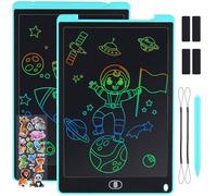 Duemste 2 Pack LCD Writing Tablet 12 inch,LCD Writing Tablet for Kids with Lockable Erase Button,Screen Doodle Pad Drawing Board Learning Educational Toy for 2 3 4 5 6 Year Old Boys Girls,Blue+Blue