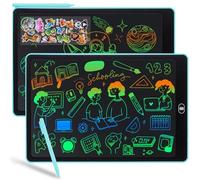 Duemste 2 Pack LCD Writing Tablet 15 inch,LCD Writing Tablet for Kids with Lockable Erase Button,Screen Doodle Pad Drawing Board Learning Educational Toy for 2 3 4 5 6 Year Old Boys Girls,Blue+Blue
