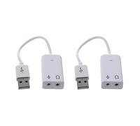 Duendhd 2X 3.5mm Microphone Earphone Socket USB 2.0 Sound Card Speaker Audio Adapter White