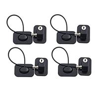 Duendhd 4X Window Restrictors with Safety Lock Cable,No Screws Required to Avoid Damage and Protect The Safety,Black