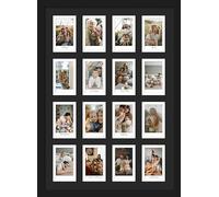 DUENPY 11.4x16.1 Collage Picture Frame for Polaroid 2x3 Mini Instant Prints Photo with 16 Openings, Black Frames Wall Display with Polished Plexiglas