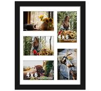DUENPY 11x14 Collage Picture Frame, 4x6 Collage Picture Frame, Displays Five 4x6 inch Photos, or 11x14 (Without Mat) Wall Decor Wall Hanging or Tabletop, Black.