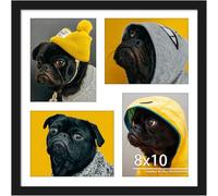 DUENPY 20x20 Collage Picture Frame 8x10 Picture Frame Collage Displays Four 8x10 inch Photos Available Horizontal Wall Mounting Display and Vertical Black