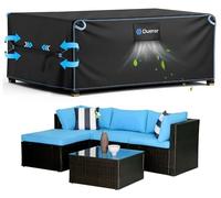 Duerer Garden Furniture Covers Waterproof 125 x 125 x 74cm Outdoor Patio Furniture Covers 420D Oxford, for Rattan Set, Sofa Table Chair Set Cover, Anti-UV Rain Snow Dust Wind-Proof with Air Vent