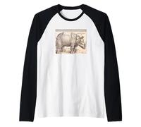 Dürer’s Rhinoceros by Albrecht Dürer (1515) Raglan Baseball Tee