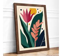 Duet Botanical Framed Wall Art Print A1 (84.1×59.4cm) Walnut, Wall Decor for Living Room, Bedroom, Office & Home, Ready to Hang, Art Gift