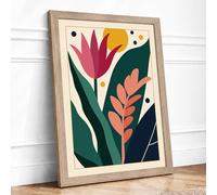 Duet Botanical Framed Wall Art Print A4 Oak