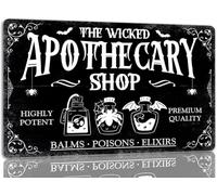 Duetom The Wicked Apothecary Shop Aluminum Sign Halloween Metal Sign Vintage Spooky Decor Halloween Witch Decor Signs Gothic Halloween Decorations for Cafe Bar Kitchen 8x12 Inch
