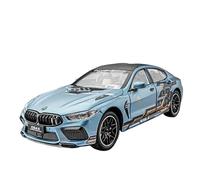 DUEVEL 1 24 For BMW M8 Supercar Alloy Car Model Sound And Light Pull Back Die Cast Toy Collectibles Simulation Vehicle Playset(Blue)