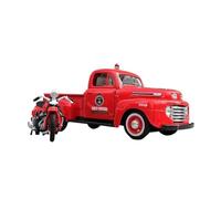 DUEVEL 1:24 For Ford F1 1948 Pickup + Motorcycle DiecastsAlloySimulation Car Model Adult Collection Boys Simulation Vehicle Playset(Red)