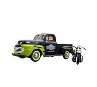DUEVEL 1:24 For Ford F1 1948 Pickup + Motorcycle DiecastsAlloySimulation Car Model Adult Collection Boys Simulation Vehicle Playset(green)