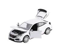DUEVEL 1 24 For HONDA CIVIC TYPE R Alloy Race Hyper Car Model Sound Light Pull Back Vehicles Enthusiasts Boy Gift Simulation Vehicle Playset(White)
