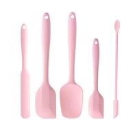 DUFEIMOY 5 Piece Pink Silicone Spatula Set, Heat Resistant Rubber Spatulas Set, Silicone Kitchen Utensils Set Dishwasher Safe for Nonstick Cookware Baking Cooking
