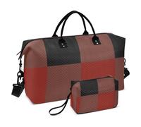 Duffel Bag Set 2 Piecing Ultrasonic Quilted Mesh Pocket Fashionable Gym Red Buffalo