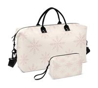 Duffel Bag Set Large Bag & Mini pouching Ultrasonic Quilted Zipper Compartments Lightweight Gym Blush Snow