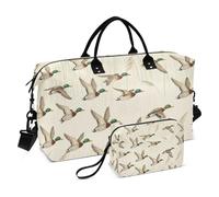 Duffel Bag Set Two Piecing Combo Quilted Trolley Sleeve Versatile Holiday Travel Mallard Sketch