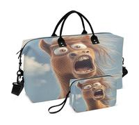 Duffel Bags Carry On Personal Item Bag with Adjustable Strap for Trekking Multifunctional Cartoon Funny Horse Fear