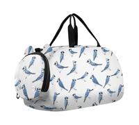 Duffel Gym Bags with Shoes Compartment Multifunctional Overnight Travel Weekender Tote for Boys and Girls Art Blue Jay Birds