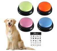 Duffire Dog Buttons for Communication and Training, 4Pack Recordable Dog Buttons Pet Command Buzzer, with 25 Stickers, 30 Second Record