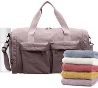 Duffle Bag Folding Design, Lightweight with Carry Handles, for Sports, Hiking, Weekend, Airplane, and Camping, 25X45X21cm (Maroon)