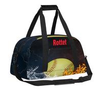 Duffle Bag for Boys with Your Name, Lightweight Overnight Weekender Bag for School Gymnastics Travel, Yellow Soccer Ball, 18.9"L x 8.7"W x 7"10.6"H