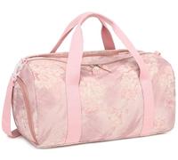 Duffle Bag for Gym Sports Women Girls Workout Travel Bag Weekender with Shoe Compartment and Wet Pocket, B-Floral Pink, L, Duffle Bag