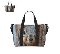 Duffle Bag for Men Women Squirrel Hiding Behind Tree Gym Bag with Shoes Compartment Travel Bags Lightweight Overnight Bags