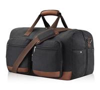 Duffle Bag for Travel, Canvas Travel Duffel Bags with Lay-Flat Design, Large Travel Bags Duffle Bag Overnight Weekend Gym Bag Carry On Duffel Bag for Men & Women, Black, Lay-flat Duffle Bag