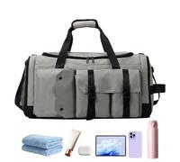 Duffle Bag for Travel, Large Waterproof Duffle Bag - Backpack with Wet Dry Separation for Ropes Bands Slippers Towels Gloves Inside, grey, Consulte la descripción, See description