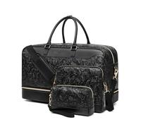 Duffle Bag for Travel,Weekender Bags for Women with Toiletry Bag,Carry On Overnight Bag,40L Gym Bags for Women,Personal Item Travel Bag with Shoe Compartment, Black, Fasion