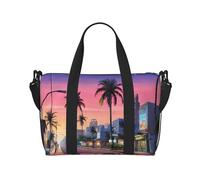 Duffle Bag Large Lightweight Foldable Print Weekender Bag Travel Bag Carry on Bag Overnight Bag, for Gym Sports Yoga Women, The Old Hollywood, Black, One Size