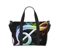 Duffle Bag Large Lightweight Foldable Print Weekender Bag Travel Bag Carry on Bag Overnight Bag, for Gym Sports Yoga Women, Colorful Music Notes, Black, One Size