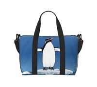 Duffle Bag Large Lightweight Foldable Print Weekender Bag Travel Bag Carry on Bag Overnight Bag, for Gym Sports Yoga Women, Cute Penguin, Black, One Size