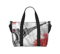 Duffle Bag Large Lightweight Foldable Print Weekender Bag Travel Bag Carry on Bag Overnight Bag, for Gym Sports Yoga Women, Paris, Black, One Size