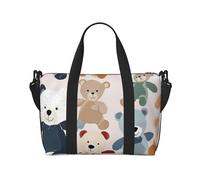 Duffle Bag Large Lightweight Foldable Print Weekender Bag Travel Bag Carry on Bag Overnight Bag, for Gym Sports Yoga Women, Colorful Bears, Black, One Size