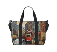 Duffle Bag Large Lightweight Foldable Print Weekender Bag Travel Bag Carry on Bag Overnight Bag, for Gym Sports Yoga Women, san francisco, Black, One Size