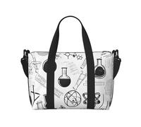 Duffle Bag Large Lightweight Foldable Print Weekender Bag Travel Bag Carry on Bag Overnight Bag, for Gym Sports Yoga Women, Chemistry Print, Black, One Size