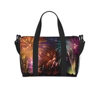 Duffle Bag Large Lightweight Foldable Print Weekender Bag Travel Bag Carry on Bag Overnight Bag, for Gym Sports Yoga Women, Explosion Firework 3D, Black, One Size