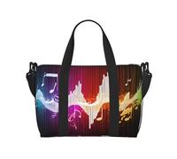 Duffle Bag Large Lightweight Foldable Print Weekender Bag Travel Bag Carry on Bag Overnight Bag, for Gym Sports Yoga Women, Color Music Notes, Black, One Size
