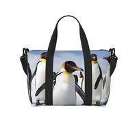 Duffle Bag Large Lightweight Foldable Print Weekender Bag Travel Bag Carry on Bag Overnight Bag, for Gym Sports Yoga Women, Penguin, Black, One Size