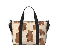 Duffle Bag Large Lightweight Foldable Print Weekender Bag Travel Bag Carry on Bag Overnight Bag, for Gym Sports Yoga Women, Cartoon Cute Bear, Black, One Size