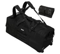 Duffle Bag Travel Luggage with Wheels: Large Rolling Backpack Foldable Carry On roller for Traveling - Weekender Overnight Personal Items Duffel Bag for Men and Women 85L, Black, 80L, Military Casual