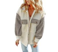 Duffle Coat Women Women'S Autumn And Winter Casual Women'S Long Sleeved Double Pocket Color Matching Loose Coat Womens Trench Coats Uk (Grey, XXL)