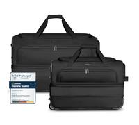 Redolz Duffle Essentials 2-wheel travel bag set 2 pcs M+L with stretch fold black