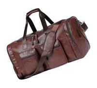 Duffle Travel Bags for Men | Large Durable PU Leather, Weekend Travel Tote Bag for Men | for Dad and Boyfriend, Transfer, Night, Weekend, Business, Gym, Airplane, brown, Please refer to the